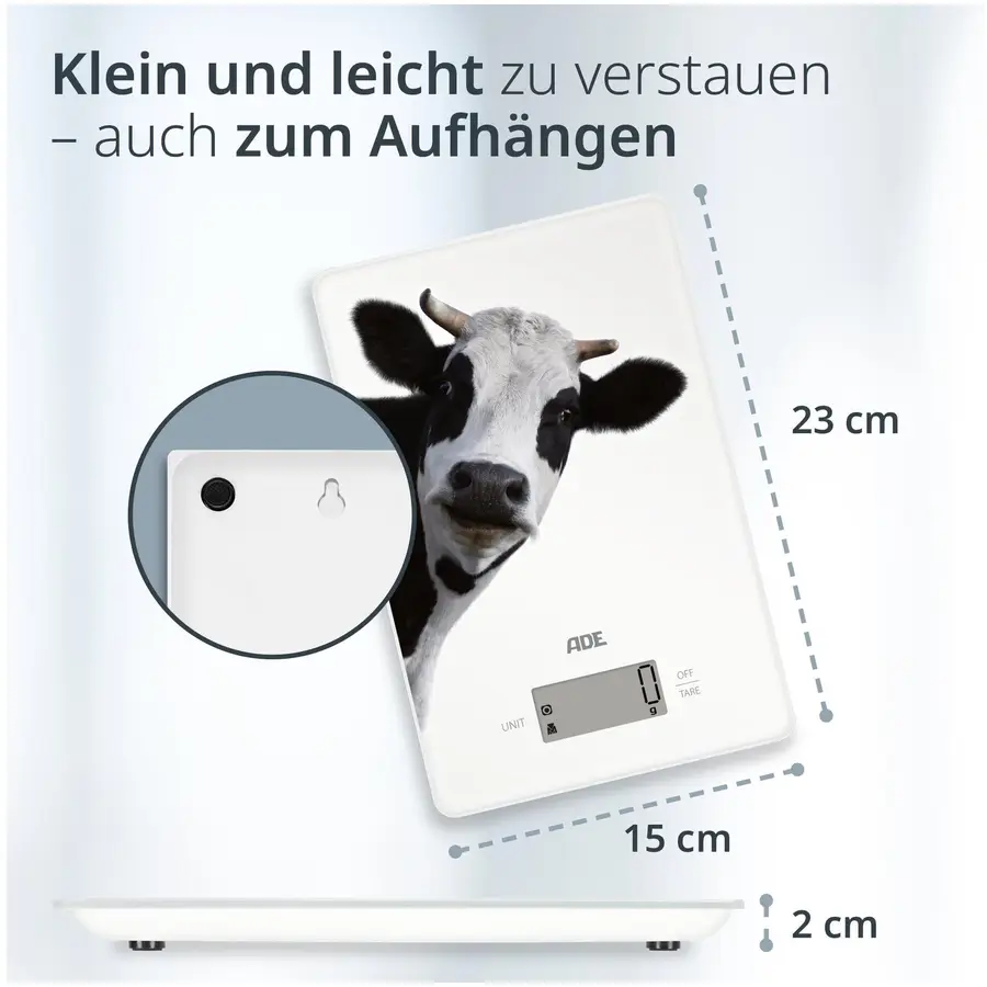 Küchenwaage ADE Weiss ABS/Glas B 15 cm