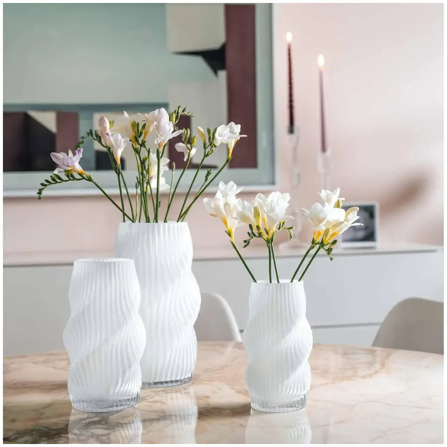 Vase Leonardo Weiss Kalk-Natron-Glas D 17 H 31 cm
