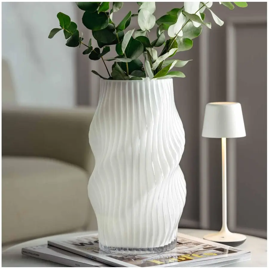 Vase Leonardo Weiss Kalk-Natron-Glas D 17 H 31 cm