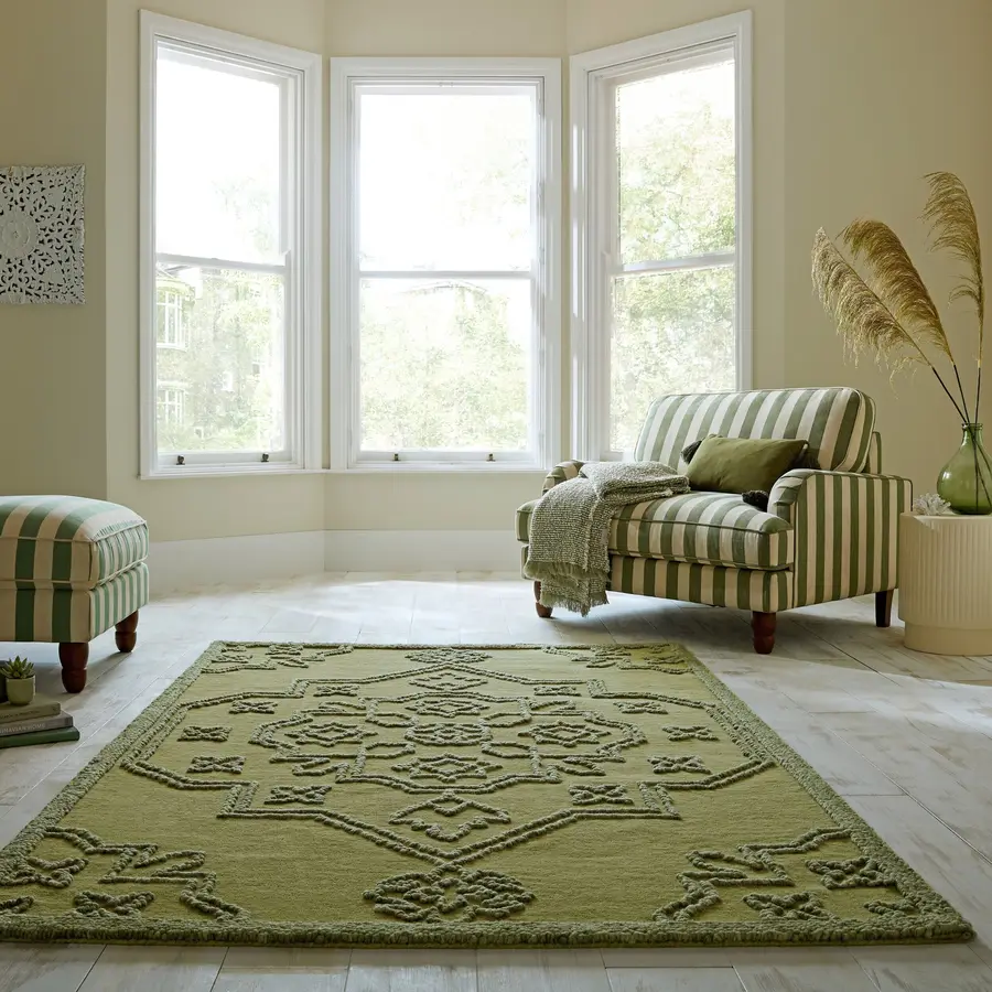Teppich Sabelia Grün Wolle/Polyester 140 x 200 cm