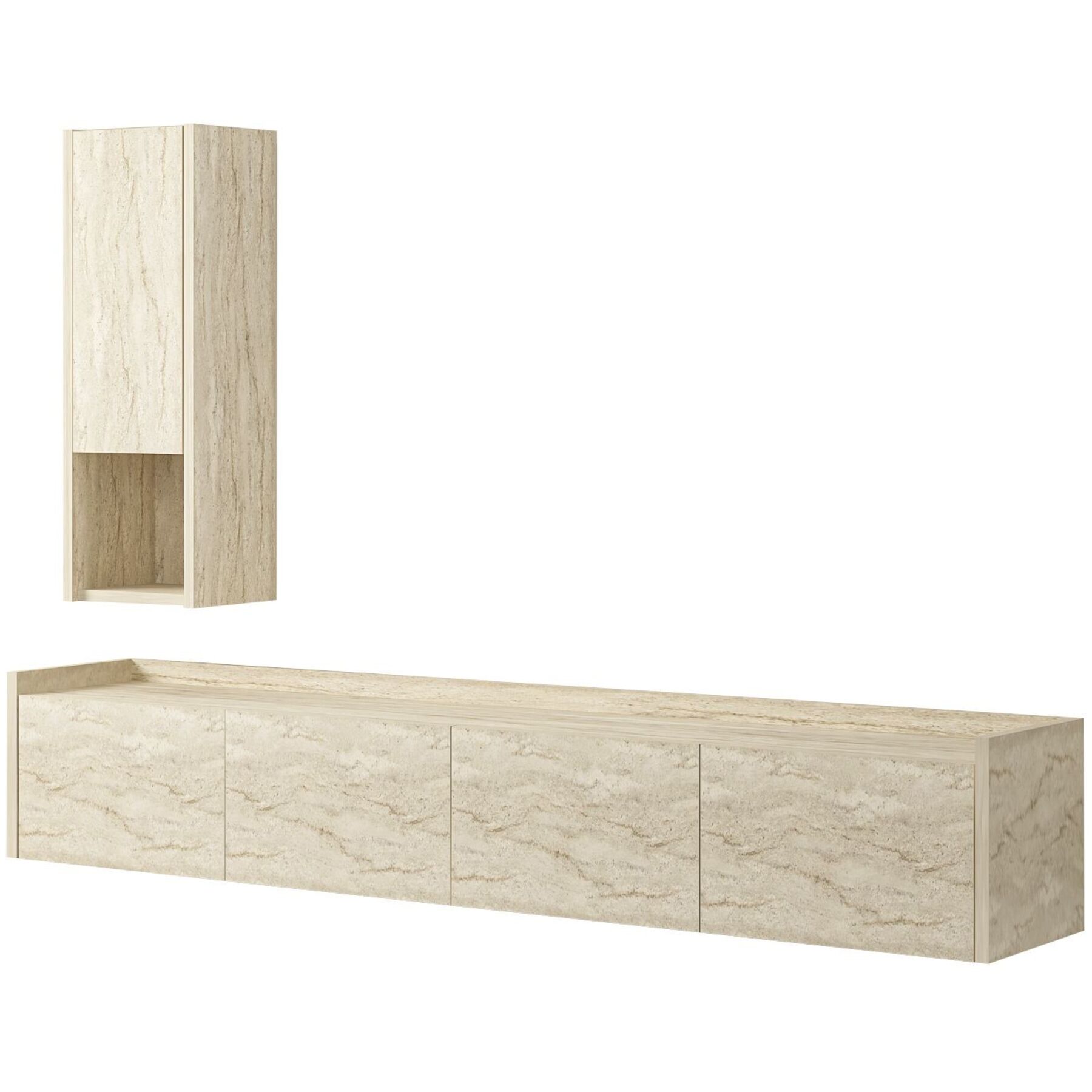 TV-Möbel Georis Travertin Holzwerkwerkstoff B 160 cm - TV-Möbel