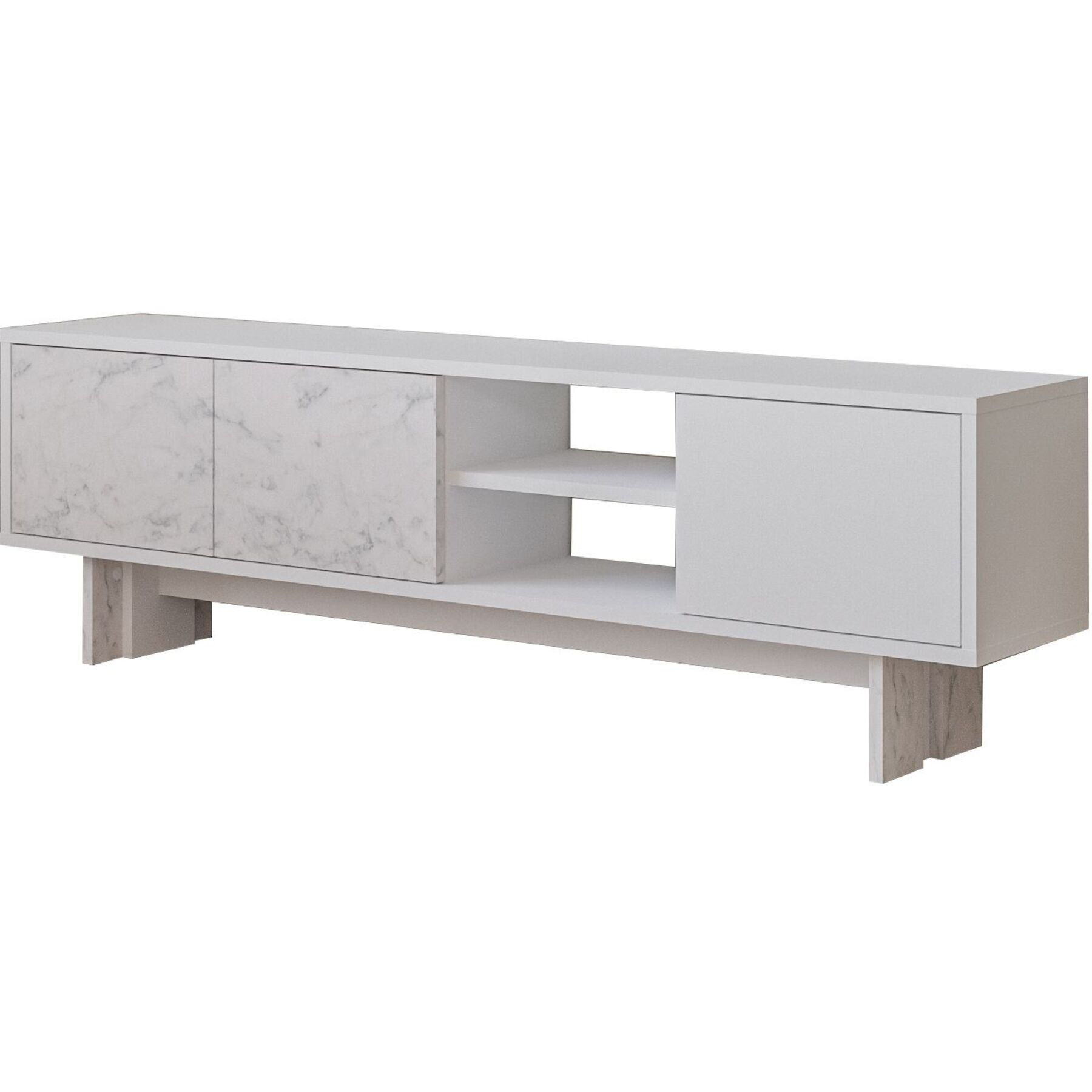 TV-Möbel Georis Weiss/Marmor Holzwerkwerkstoff B 150 cm - TV-Möbel