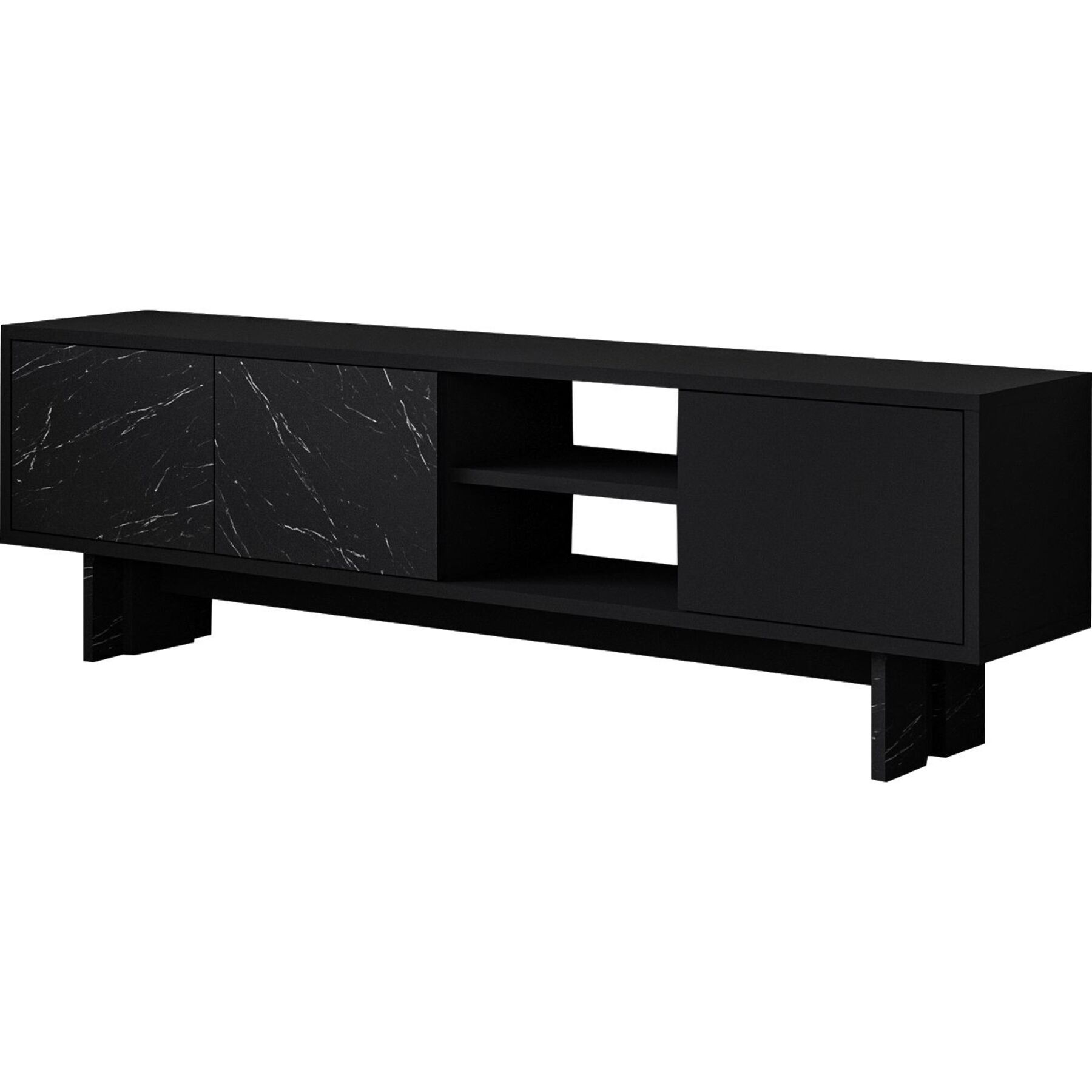 TV-Möbel Georis Schwarz/Marmor Holzwerkwerkstoff B 150 cm - TV-Möbel