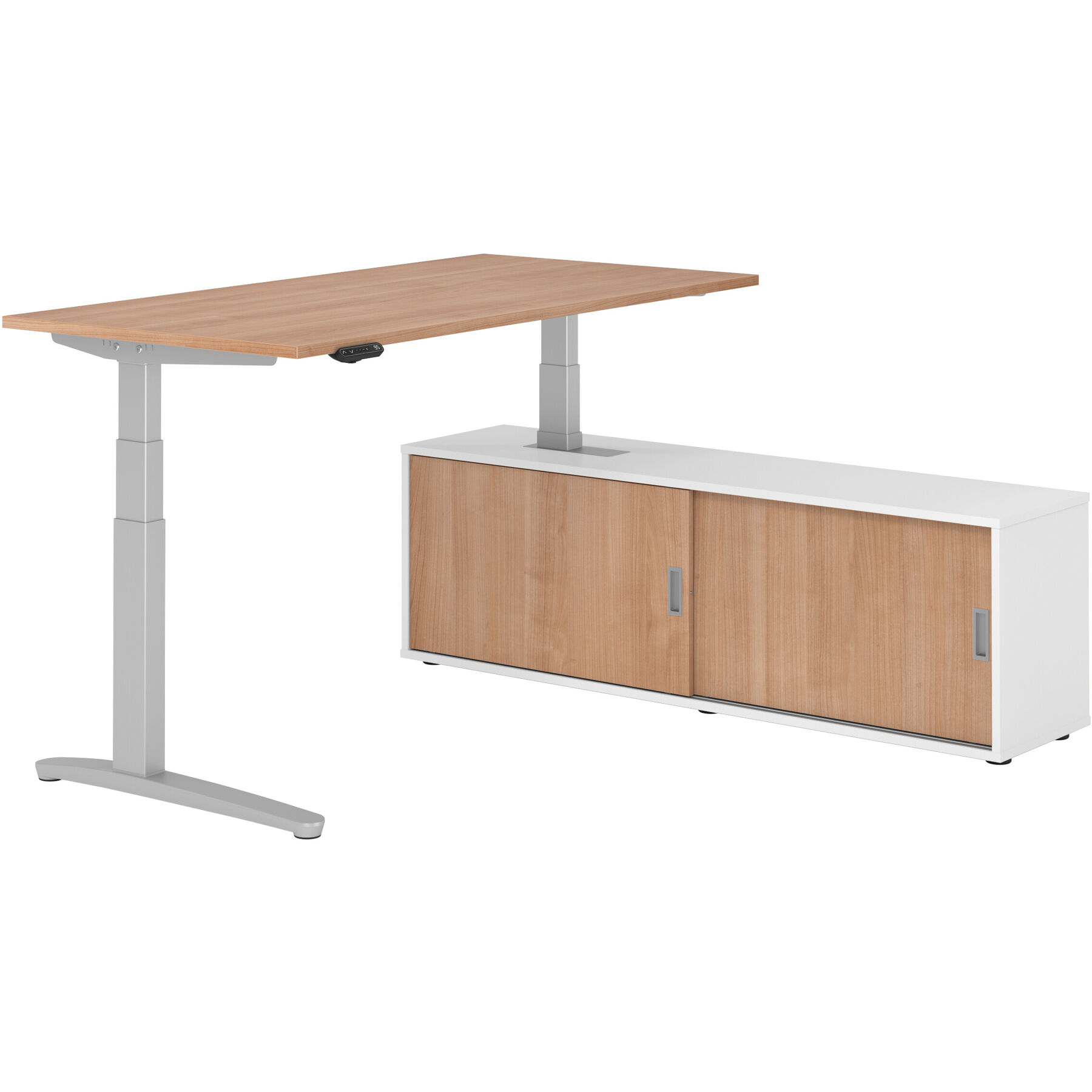 Schreibtisch Office premium Nuss elektrische Höhenverstellung 160 x 80 cm - Farbe: Nussbaum