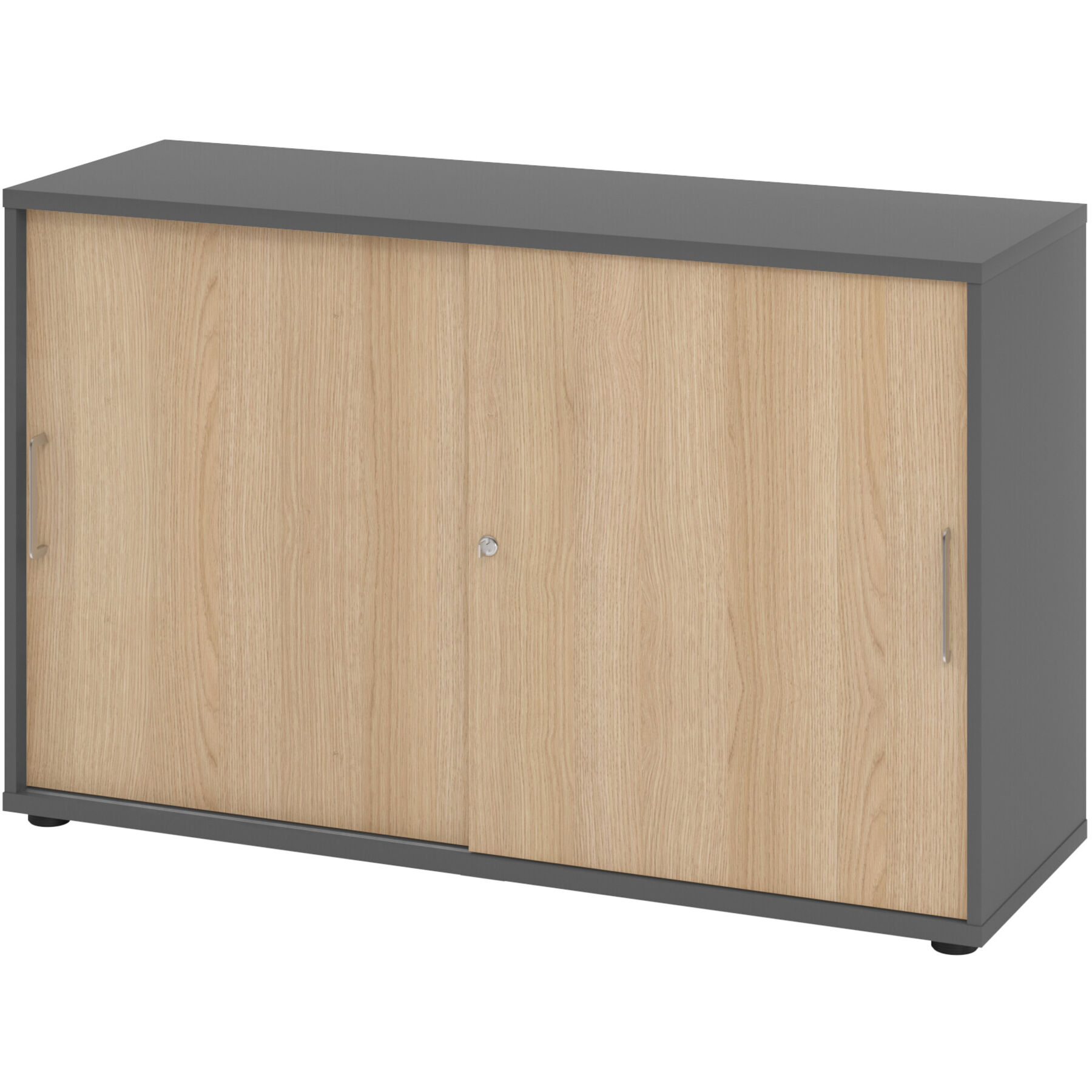 Aktenschrank Office graphit B 120 T 40 H 74.8 cm - Farbe: Graphit/Eiche