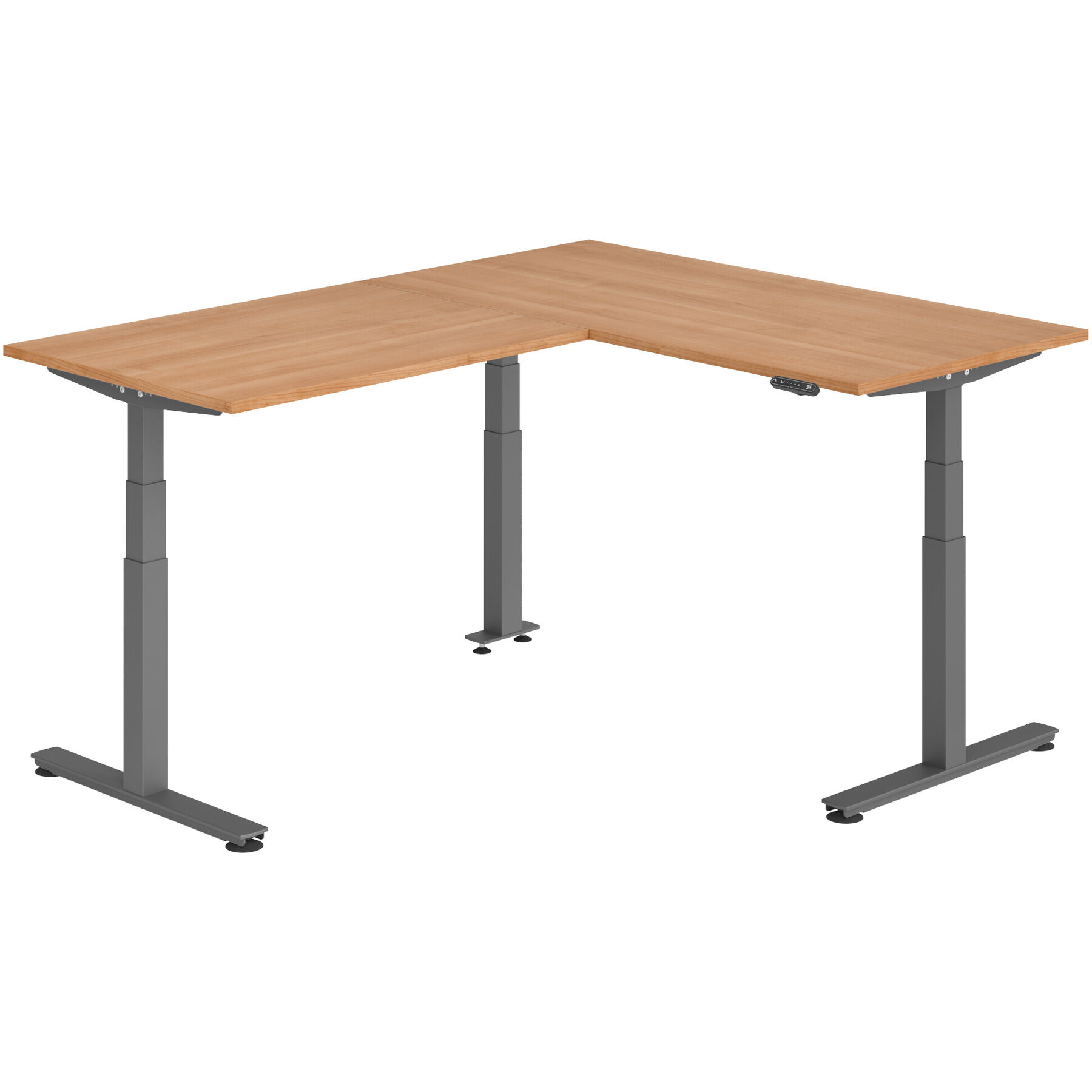 Schreibtisch Office Nuss elektrische Höhenverstellung 200 x 160 cm - Farbe: Nussbaum