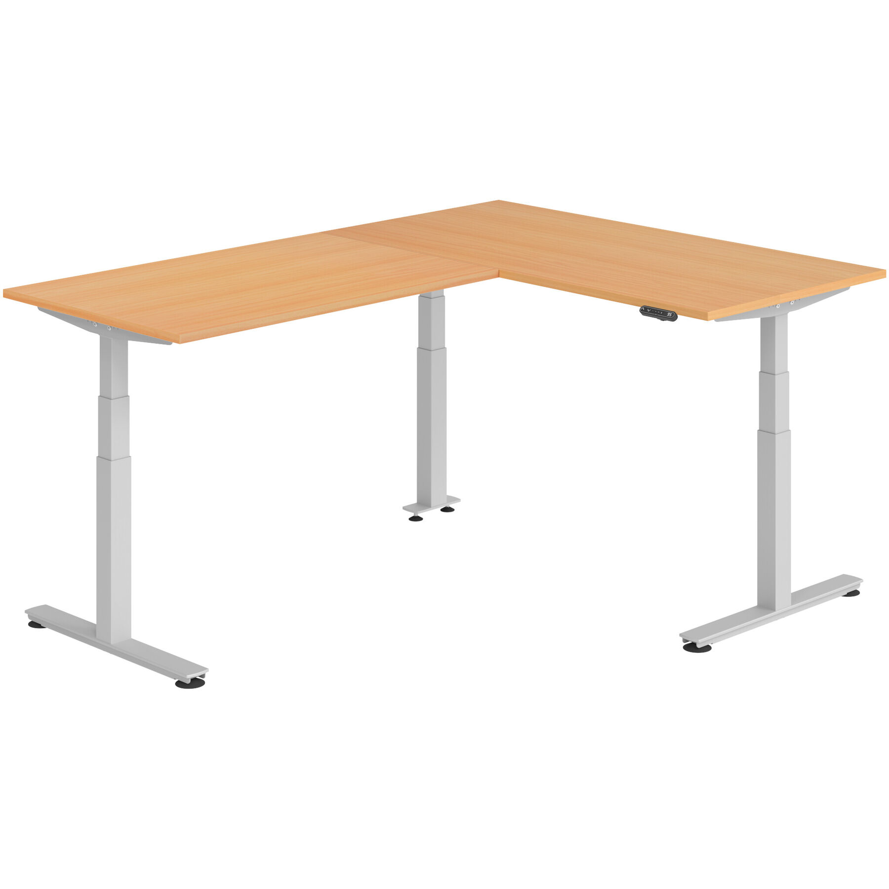 Schreibtisch Office Buche elektrische Höhenverstellung 220 x 160 cm