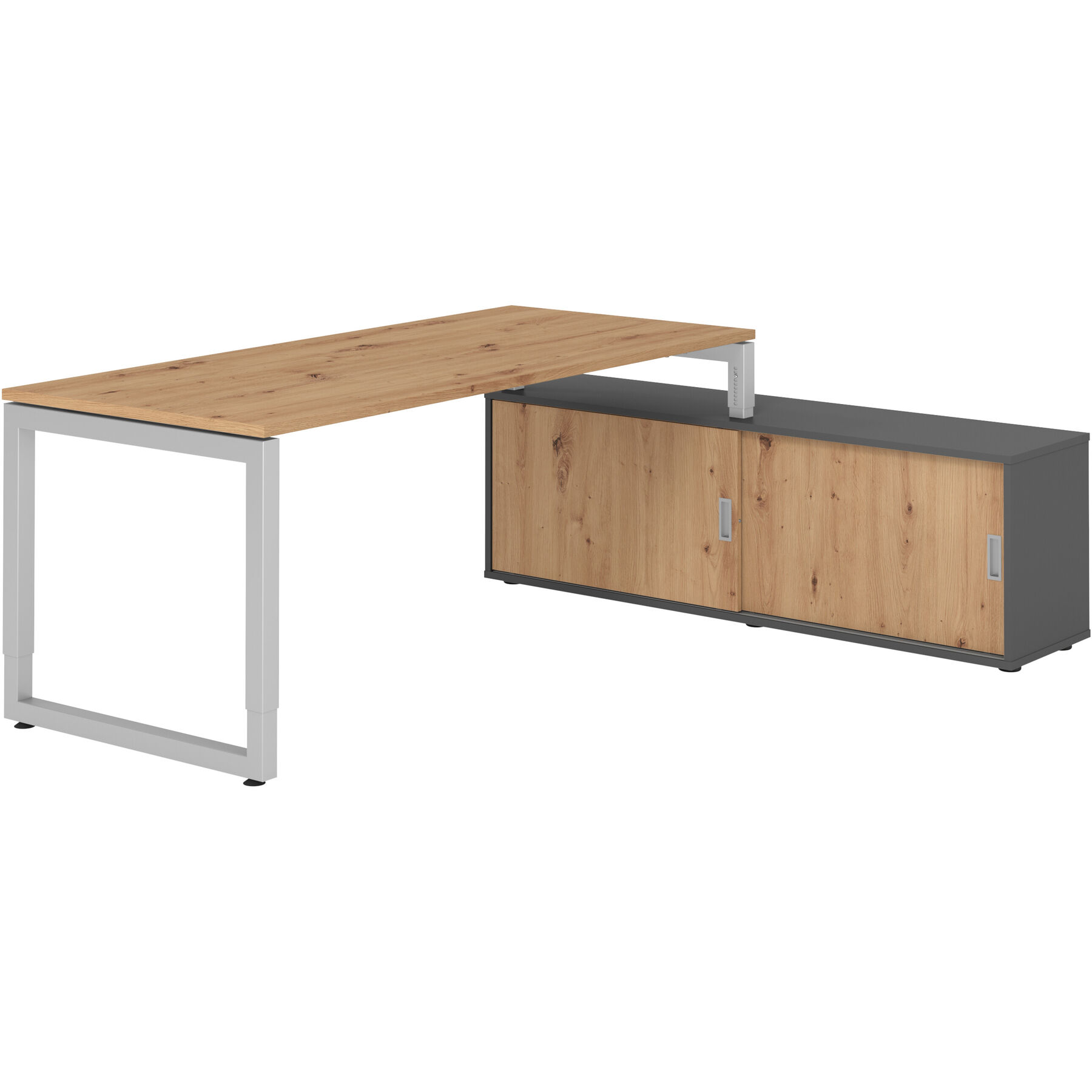 Schreibtisch Office Asteiche manuelle Höhenverstellung 180 x 80 cm