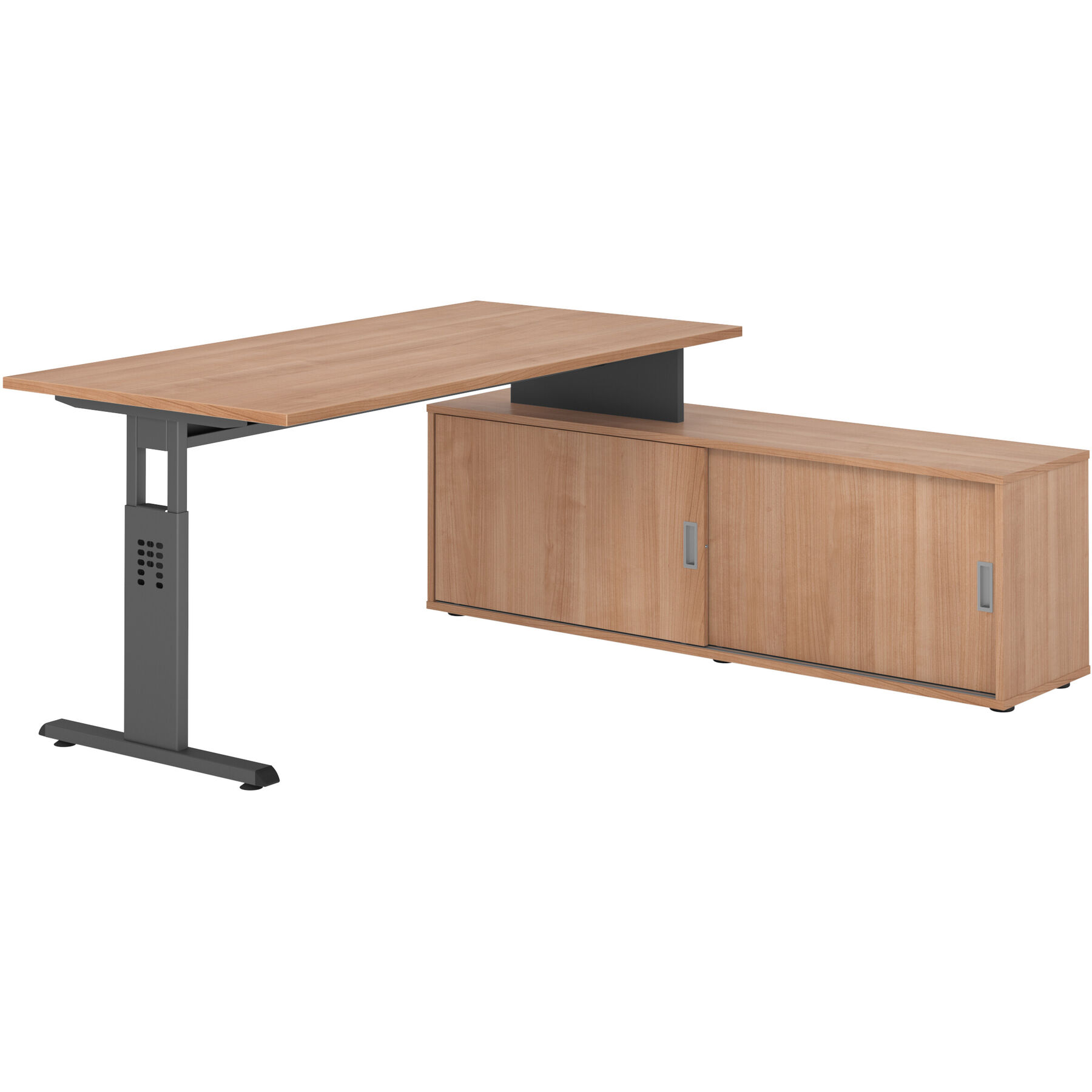 Schreibtisch Office Nuss manuelle Höhenverstellung 160 x 80 cm - Farbe: Nussbaum