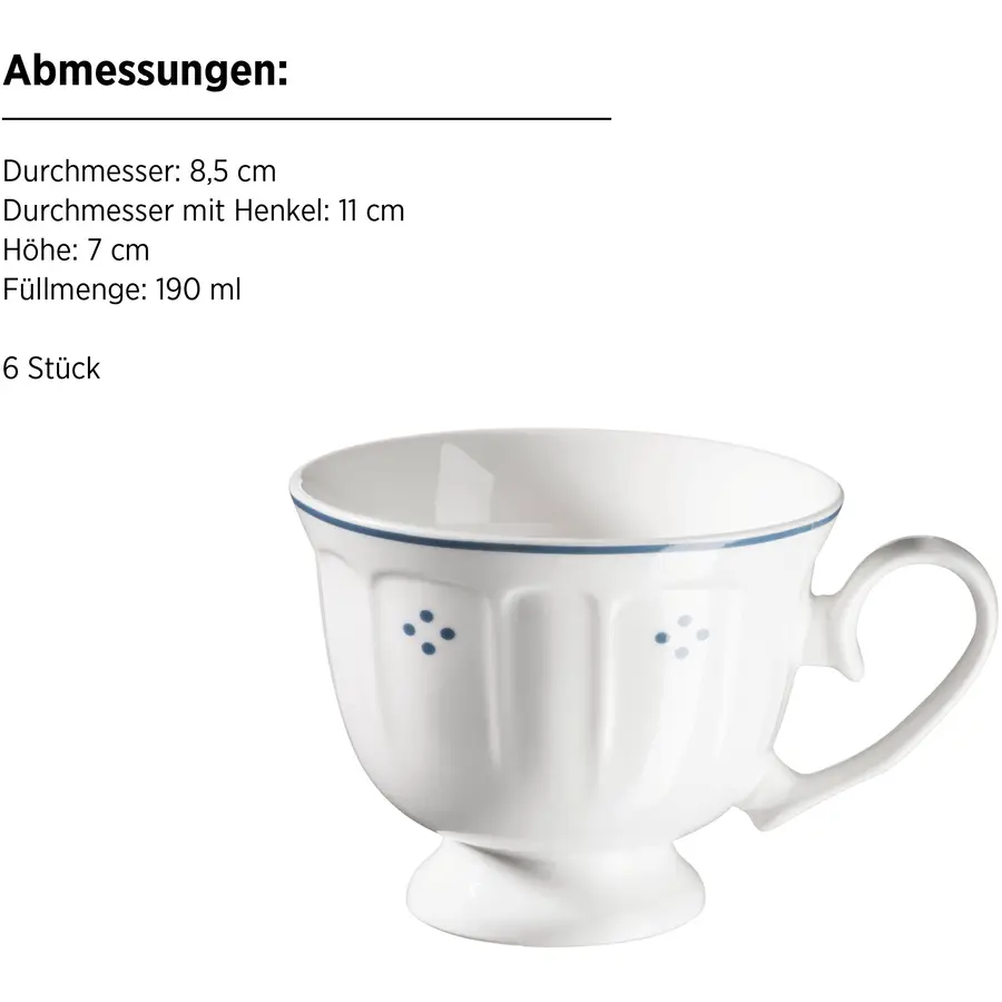 Geschirr-Set Lova Weiss / Blau Porzellan 18 Stk